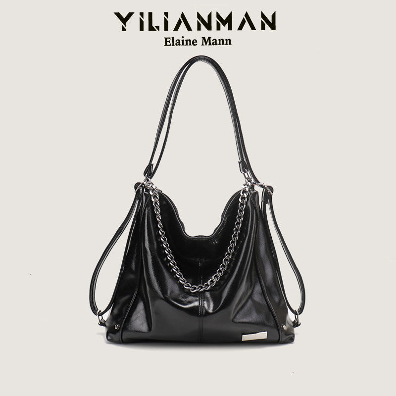 Women's Relaxed Vibe Chain Multi-Functional Tote Bag, Premium Texture Light Luxury Stylish Shoulder Bag, Versatile High-End Daily Commute Handbag