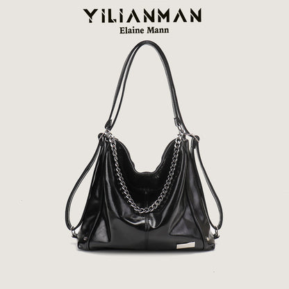 Women's Relaxed Vibe Chain Multi-Functional Tote Bag, Premium Texture Light Luxury Stylish Shoulder Bag, Versatile High-End Daily Commute Handbag
