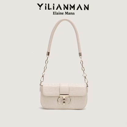 Peach Oolong French Style Baguette Underarm Bag for Women, Niche Unique High-End Texture Handbag, Versatile Chain Crossbody & Single Shoulder Bag