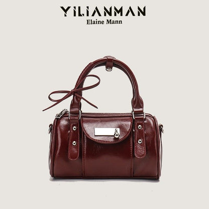 Versatile Vintage Boston Bag for Women, Premium Textured Stylish Small Shoulder Bag, Multi-Wear Daily Crossbody Bag