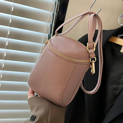 Women's Genuine Cowhide Leather Mini Bag, Trendy Versatile Soft Shoulder & Crossbody Bag, Multi-purpose Women's Cell Phone Bag with Soft Texture