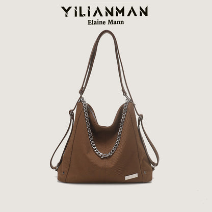 Women's Relaxed Vibe Chain Multi-Functional Tote Bag, Premium Texture Light Luxury Stylish Shoulder Bag, Versatile High-End Daily Commute Handbag