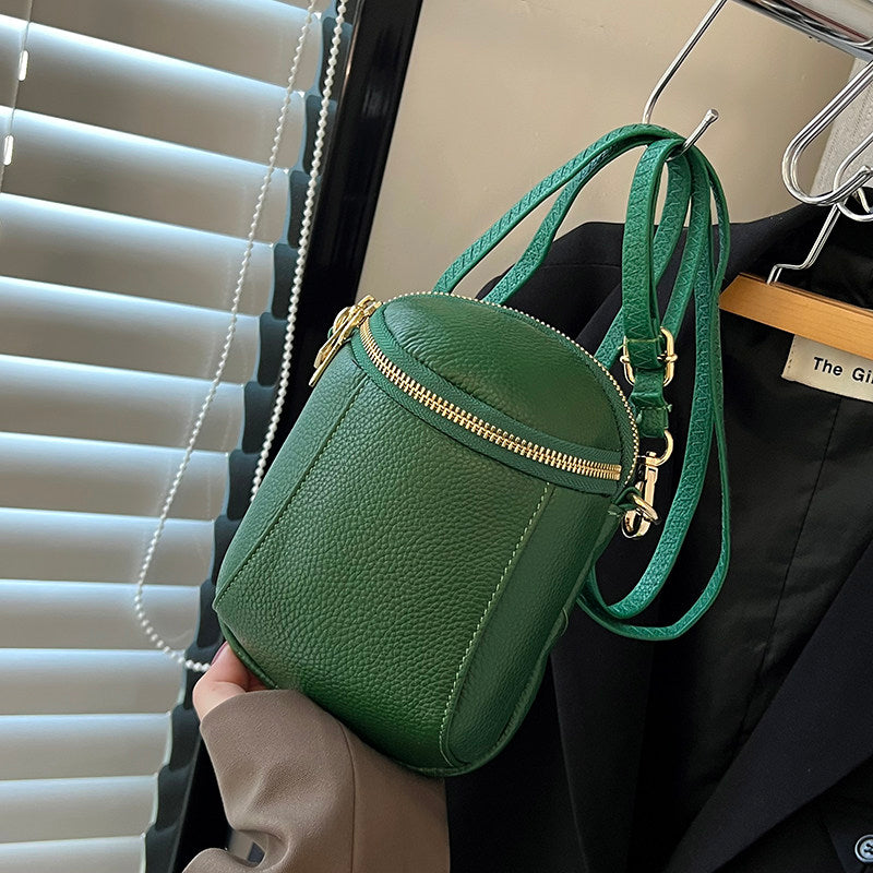 Women's Genuine Cowhide Leather Mini Bag, Trendy Versatile Soft Shoulder & Crossbody Bag, Multi-purpose Women's Cell Phone Bag with Soft Texture