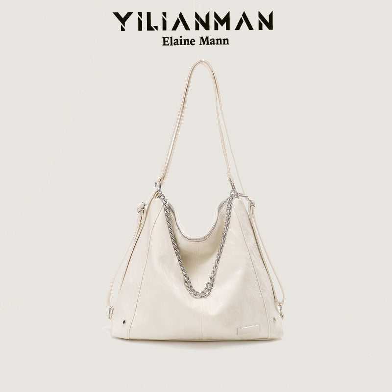 Women's Relaxed Vibe Chain Multi-Functional Tote Bag, Premium Texture Light Luxury Stylish Shoulder Bag, Versatile High-End Daily Commute Handbag