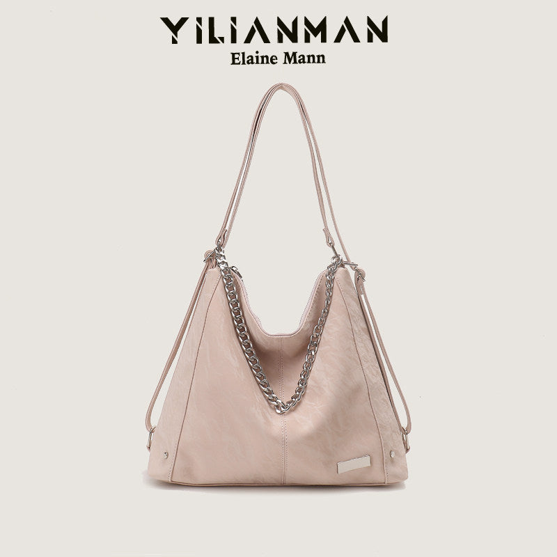 Women's Relaxed Vibe Chain Multi-Functional Tote Bag, Premium Texture Light Luxury Stylish Shoulder Bag, Versatile High-End Daily Commute Handbag